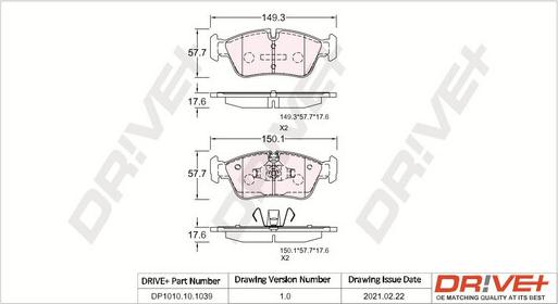 Dr!ve+ DP1010.10.1039 - Тормозные колодки, дисковые, комплект autosila-amz.com