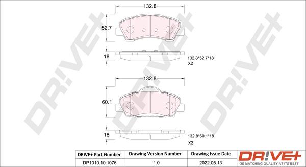 Dr!ve+ DP1010.10.1076 - Тормозные колодки, дисковые, комплект autosila-amz.com