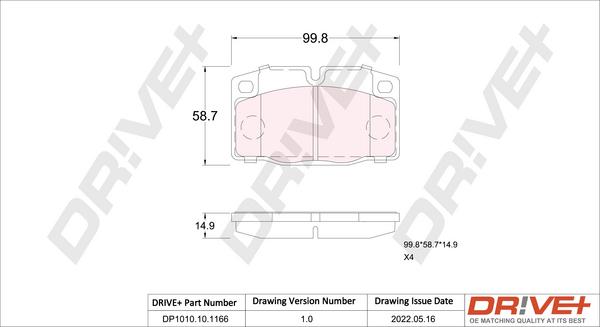 Dr!ve+ DP1010.10.1166 - Тормозные колодки, дисковые, комплект autosila-amz.com