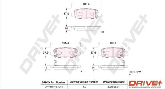 Dr!ve+ DP1010.10.1244 - Тормозные колодки, дисковые, комплект autosila-amz.com