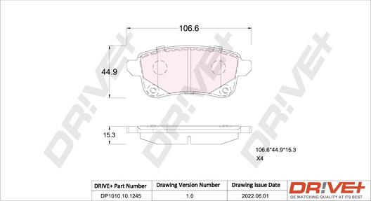 Dr!ve+ DP1010.10.1245 - Тормозные колодки, дисковые, комплект autosila-amz.com