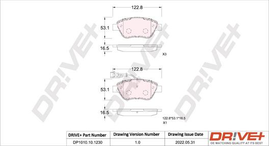 Dr!ve+ DP1010.10.1230 - Тормозные колодки, дисковые, комплект autosila-amz.com