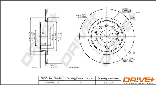 Dr!ve+ DP1010.11.0225 - Тормозной диск autosila-amz.com