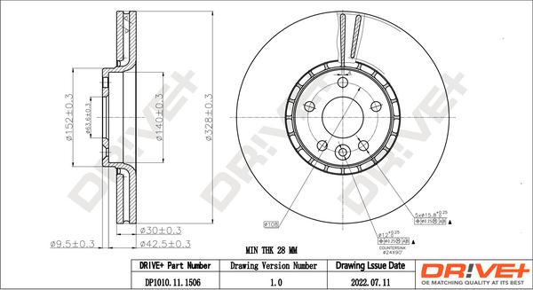 Dr!ve+ DP1010.11.1506 - Тормозной диск autosila-amz.com