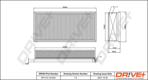 Dr!ve+ DP1110.10.0421 - Воздушный фильтр, двигатель autosila-amz.com