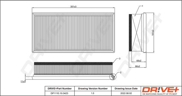 Dr!ve+ DP1110.10.0423 - Воздушный фильтр, двигатель autosila-amz.com