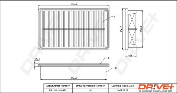 Dr!ve+ DP1110.10.0576 - Воздушный фильтр, двигатель autosila-amz.com