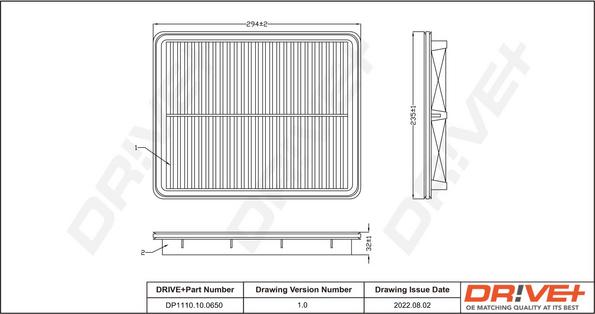 Dr!ve+ DP1110.10.0650 - Воздушный фильтр, двигатель autosila-amz.com