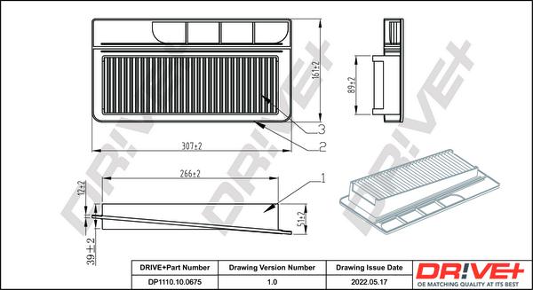 Dr!ve+ DP1110.10.0675 - Воздушный фильтр, двигатель autosila-amz.com