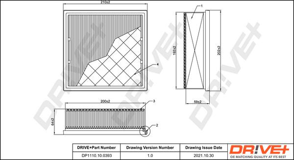 Dr!ve+ DP1110.10.0393 - Воздушный фильтр, двигатель autosila-amz.com