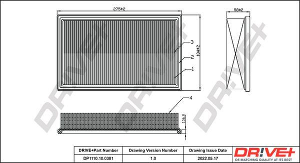 Dr!ve+ DP1110.10.0381 - Воздушный фильтр, двигатель autosila-amz.com
