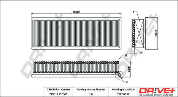 Dr!ve+ DP1110.10.0328 - Воздушный фильтр, двигатель autosila-amz.com