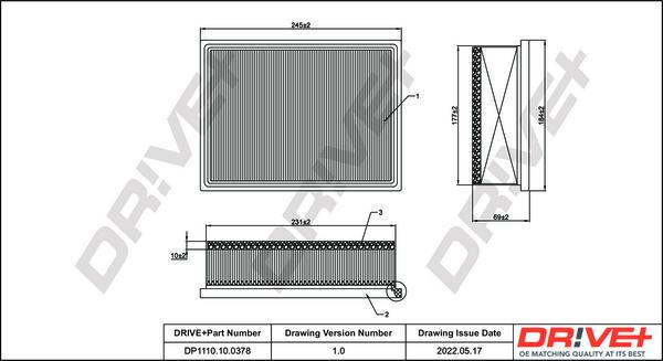 Dr!ve+ DP1110.10.0378 - Воздушный фильтр, двигатель autosila-amz.com