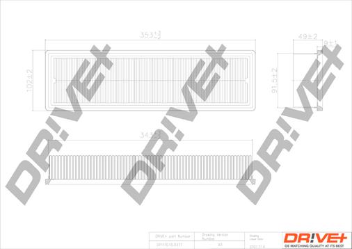Dr!ve+ DP1110.10.0377 - Воздушный фильтр, двигатель autosila-amz.com