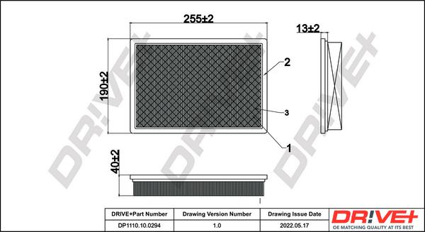 Dr!ve+ DP1110.10.0294 - Воздушный фильтр, двигатель autosila-amz.com