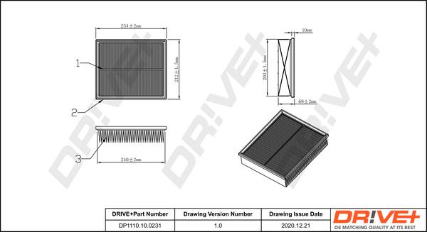 Dr!ve+ DP1110.10.0231 - Воздушный фильтр, двигатель autosila-amz.com