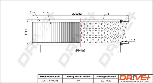 Dr!ve+ DP1110.10.0232 - Воздушный фильтр, двигатель autosila-amz.com