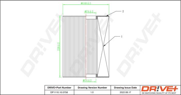 Dr!ve+ DP1110.10.0758 - Воздушный фильтр, двигатель autosila-amz.com