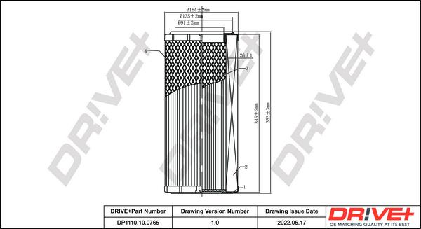Dr!ve+ DP1110.10.0765 - Воздушный фильтр, двигатель autosila-amz.com