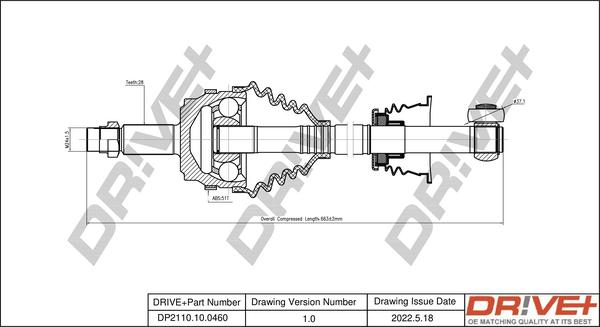 Dr!ve+ DP2110.10.0460 - Приводной вал autosila-amz.com