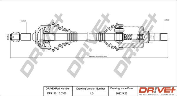 Dr!ve+ DP2110.10.0580 - Приводной вал autosila-amz.com