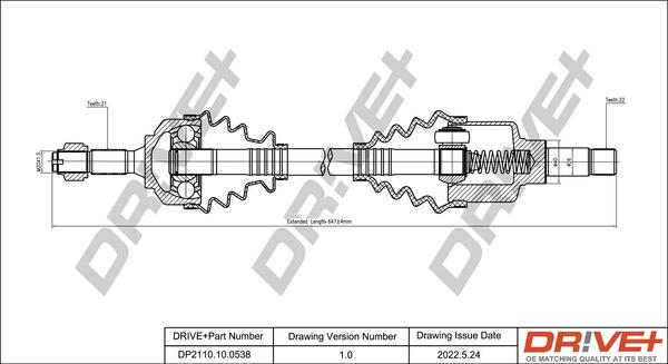 Dr!ve+ DP2110.10.0538 - Приводной вал autosila-amz.com