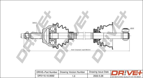 Dr!ve+ DP2110.10.0692 - Приводной вал autosila-amz.com