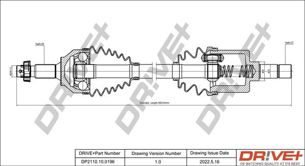 Dr!ve+ DP2110.10.0196 - Приводной вал autosila-amz.com