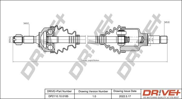 Dr!ve+ DP2110.10.0185 - Приводной вал autosila-amz.com