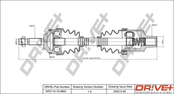 Dr!ve+ DP2110.10.0852 - Приводной вал autosila-amz.com