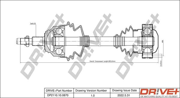 Dr!ve+ DP2110.10.0870 - Приводной вал autosila-amz.com