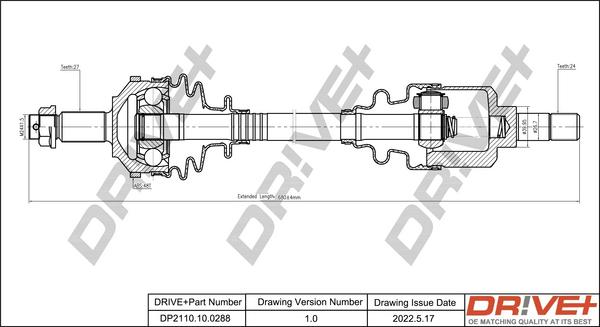 Dr!ve+ DP2110.10.0288 - Приводной вал autosila-amz.com