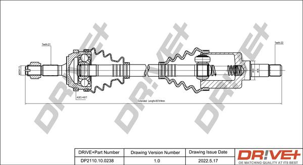 Dr!ve+ DP2110.10.0238 - Приводной вал autosila-amz.com