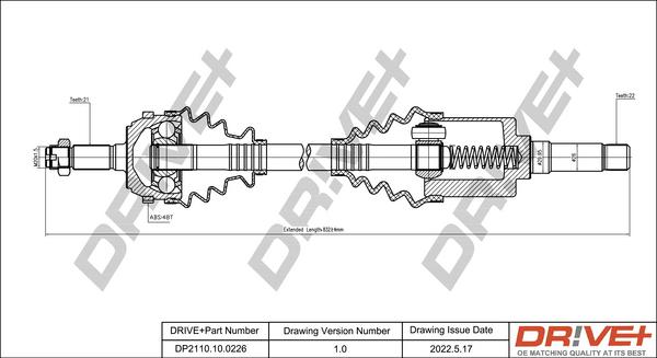 Dr!ve+ DP2110.10.0226 - Приводной вал autosila-amz.com