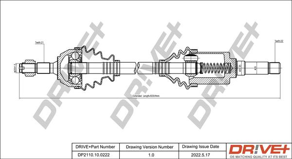 Dr!ve+ DP2110.10.0222 - Приводной вал autosila-amz.com