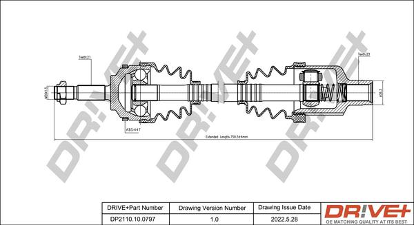 Dr!ve+ DP2110.10.0797 - Приводной вал autosila-amz.com