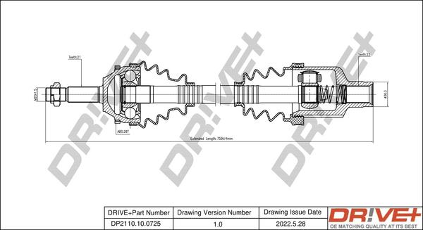 Dr!ve+ DP2110.10.0725 - Приводной вал autosila-amz.com