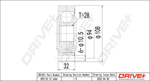 Dr!ve+ DP2110.10.1644 - Шарнирный комплект, ШРУС, приводной вал autosila-amz.com