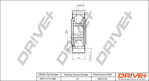 Dr!ve+ DP2110.10.1665 - Шарнирный комплект, ШРУС, приводной вал autosila-amz.com