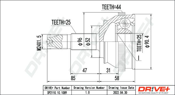 Dr!ve+ DP2110.10.1089 - Шарнирный комплект, ШРУС, приводной вал autosila-amz.com