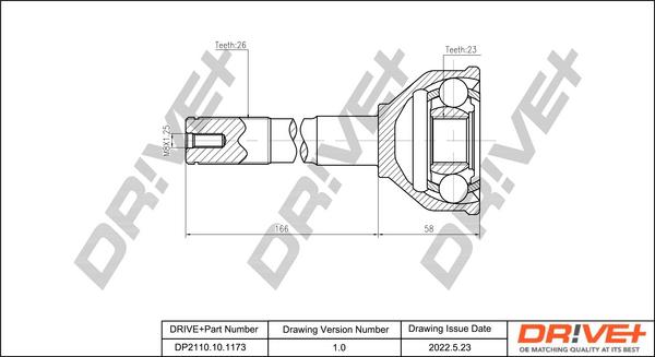 Dr!ve+ DP2110.10.1173 - Шарнирный комплект, ШРУС, приводной вал autosila-amz.com