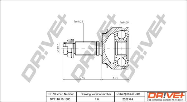 Dr!ve+ DP2110.10.1880 - Шарнирный комплект, ШРУС, приводной вал autosila-amz.com