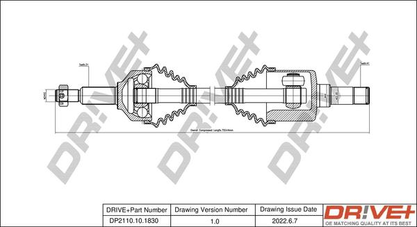 Dr!ve+ DP2110.10.1830 - Приводной вал autosila-amz.com