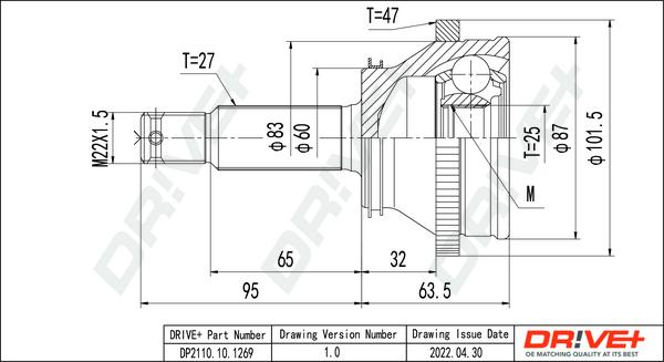 Dr!ve+ DP2110.10.1269 - Шарнирный комплект, ШРУС, приводной вал autosila-amz.com