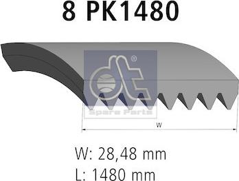 DT Spare Parts 4.80396 - ремень! поликлиновой 8PK1475 \MB Atego OM904LA/906LA autosila-amz.com