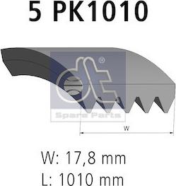 DT Spare Parts 6.31500 - ремень! поликлиновой 5PK1010 \RVI, ЯМЗ-650 autosila-amz.com