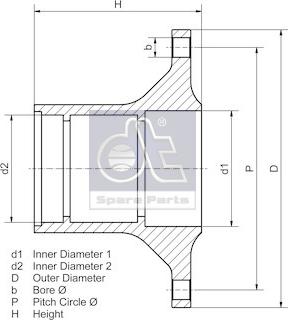 DT Spare Parts 2.65243 - Ступица передняя Вольво FH (2008>) D=68 в сборе с подшипниками (под шпильки 20515514) autosila-amz.com