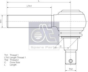 DT Spare Parts 1.19011 - наконечник рулевой тяги !RHT M30x1.5 M24x1.5 /27 L=122 \Omn MB/MAN/Scania/Volvo autosila-amz.com