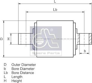 DT Spare Parts 2.96066 - Р/к тяги реактивной (сайлентблок) D=75/L=115/d=24/17 autosila-amz.com