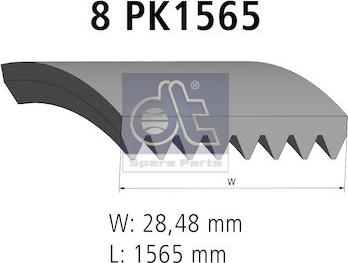DT Spare Parts 2.15551 - ремень поликлиновой! 8PK1565\ Volvo D9 autosila-amz.com
